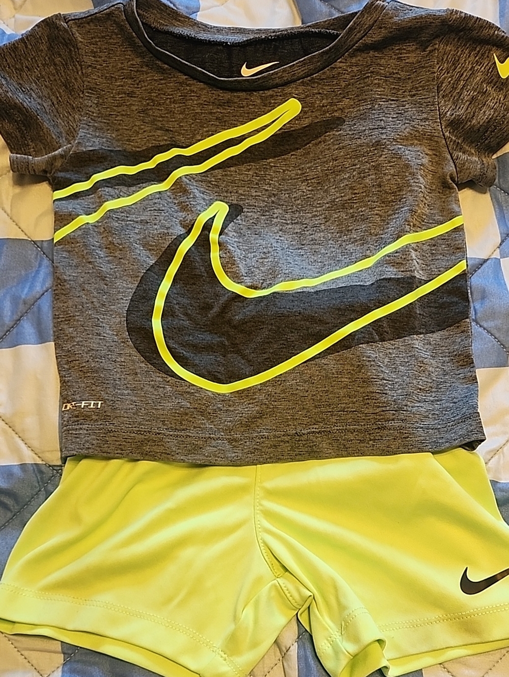 Nike Gray Heather Tee with Neon Yellow Swoosh